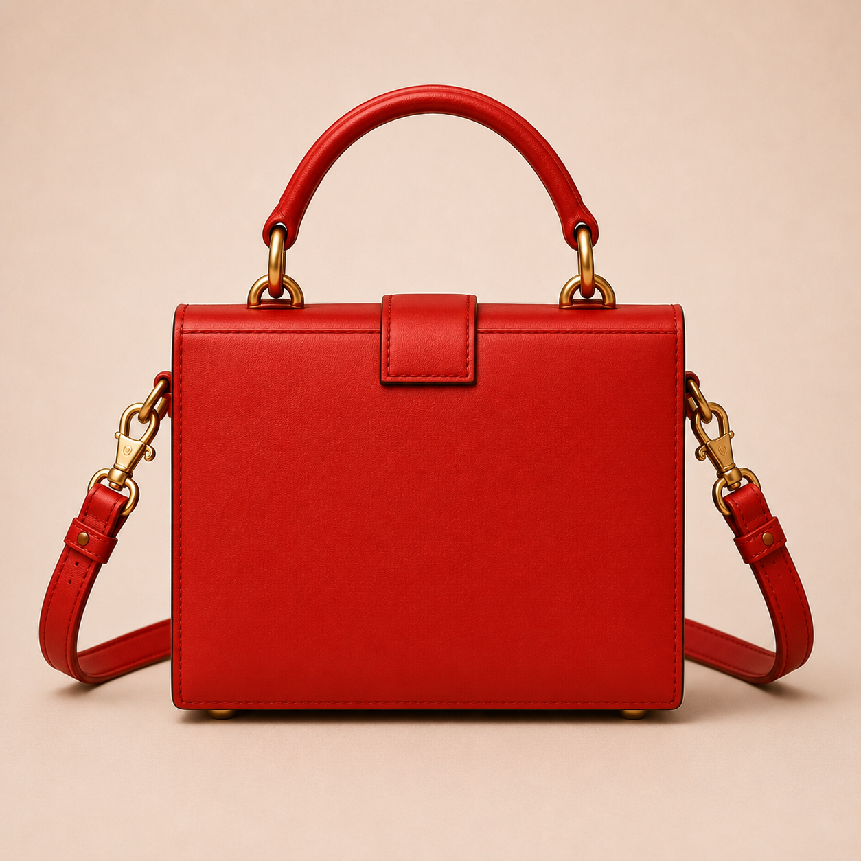 Red Woven Leather Mini Trunk Bag, Structured Top Handle Crossbody Purse