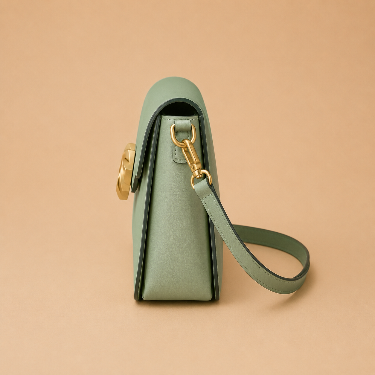 Mint Green Leather Flap Crossbody Bag with Signature Swirl Lock