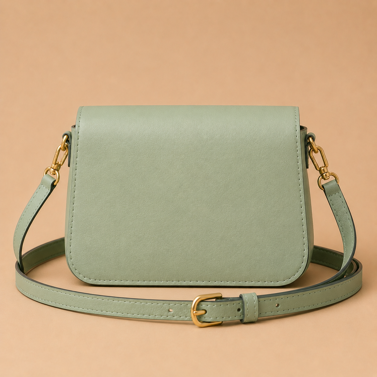 Mint Green Leather Flap Crossbody Bag with Signature Swirl Lock