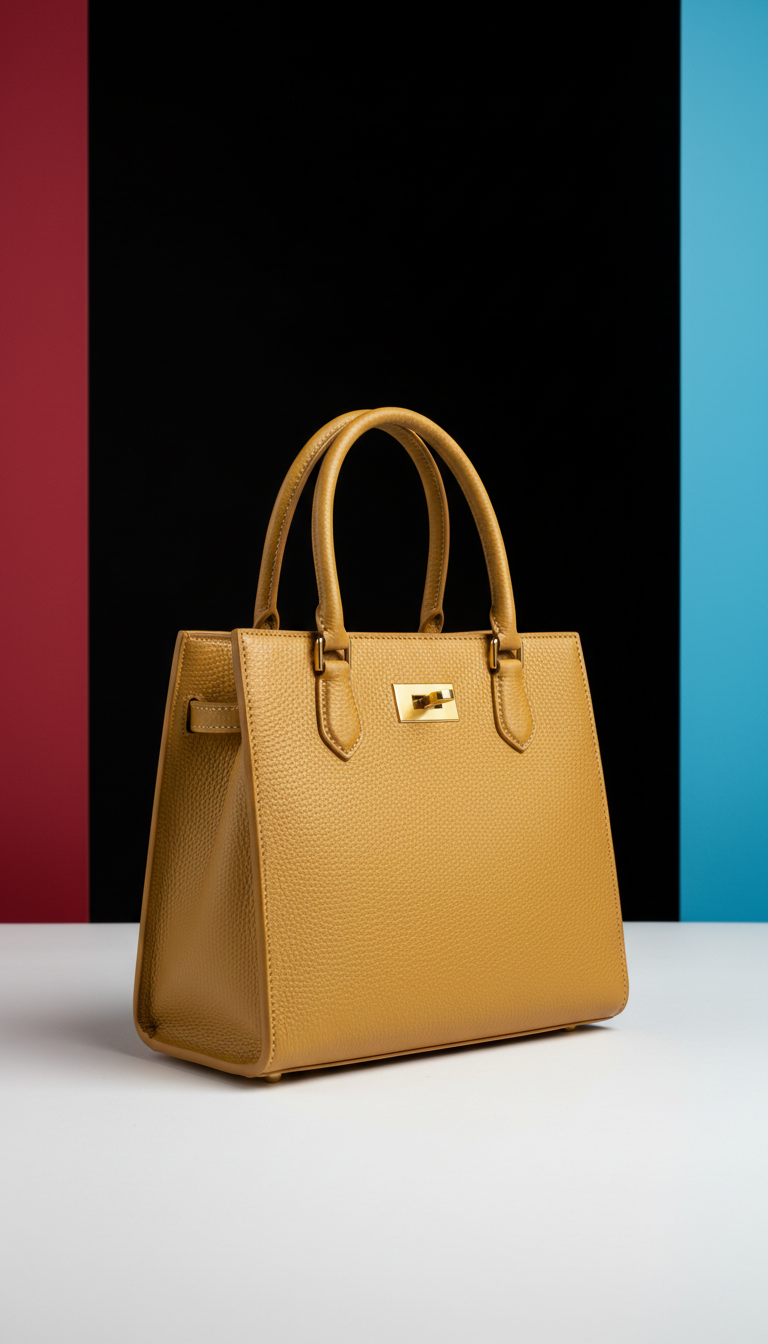Electric Gold Structured Leather Tote