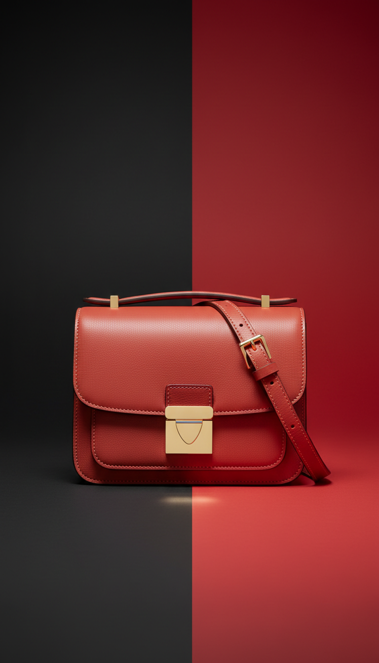 Vivid Coral Crossbody Leather Bag